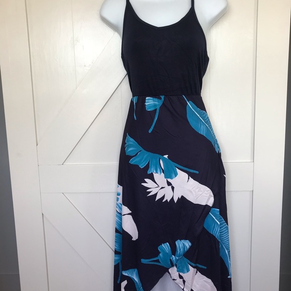 Floral Print Asymmetrical Maxi Dress w Pockets - Picture 6 of 7